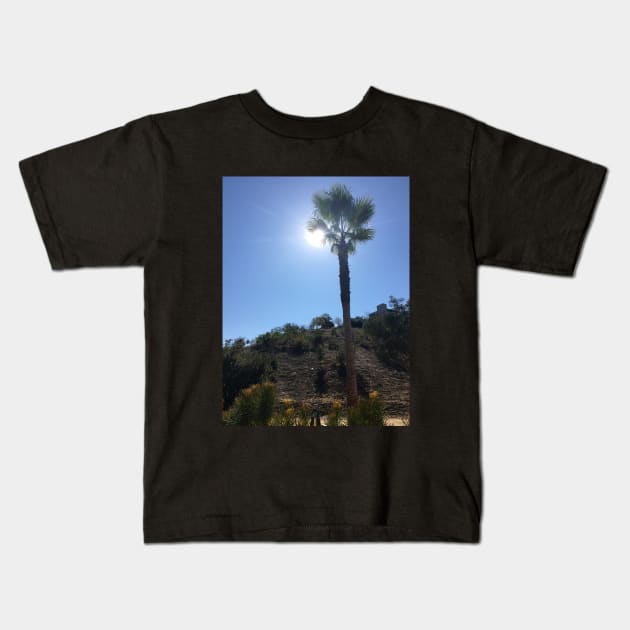 Palm Tree under the Sun Kids T-Shirt by BenjiRetroWave